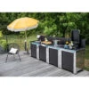 Cuisine D'extérieur ENO Modulo Inox Et Noir Pour Plancha - 4 Modules Avec Table De Cuisson Master -Le Monde du Barbecue Soldes Boutique cuisine eno inox noir 4 modules table cuisson