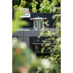 Cuisine D'extérieur ENO Modulo Acier Pour Plancha - 3 Modules Avec Cuisinière Et Chariot Félix -Le Monde du Barbecue Soldes Boutique cuisine modulo 3 cuisiniere chariot felix 1