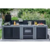 Cuisine D'extérieur ENO Modulo Acier Pour Plancha - 3 Modules Avec Cuisinière Et Chariot Félix -Le Monde du Barbecue Soldes Boutique cuisine modulo 3 cuisiniere chariot felix 3