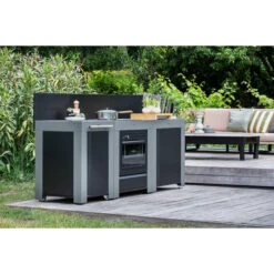 Cuisine D'extérieur ENO Modulo Acier Pour Plancha - 3 Modules Avec Cuisinière Et Desserte Félix -Le Monde du Barbecue Soldes Boutique cuisine modulo 3 cuisiniere desserte felix 1