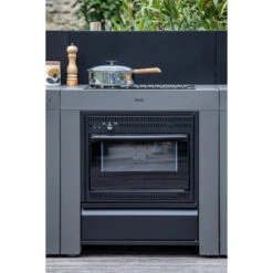 Cuisine D'extérieur ENO Modulo Acier Pour Plancha - 3 Modules Avec Cuisinière Et Desserte Félix -Le Monde du Barbecue Soldes Boutique cuisine modulo 3 cuisiniere desserte felix 3