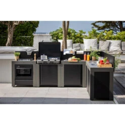 Cuisine D'extérieur ENO Modulo Acier Pour Plancha - 5 Modules Avec Cuisinière -Le Monde du Barbecue Soldes Boutique cuisine modulo 5 cuisiniere 1