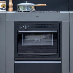 Modulo Cuisinière Four Et Plaque - Gris Acier - Cuisine D'extérieur ENO -Le Monde du Barbecue Soldes Boutique mod7005 cuisiniere modulo gris cuisine exterieur eno ambiance