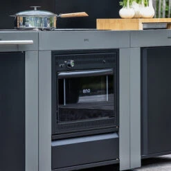 Modulo Cuisinière Four Et Plaque - Gris Acier - Cuisine D'extérieur ENO -Le Monde du Barbecue Soldes Boutique mod7005 cuisiniere modulo gris cuisine exterieur eno ambiance 3