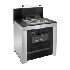 Cuisine D'extérieur ENO Modulo Inox Et Noir Pour Plancha - 3 Modules Avec Cuisinière -Le Monde du Barbecue Soldes Boutique mod8505 1 cuisine exterieur modulo combine noir et inox eno 1
