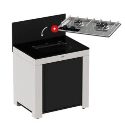 Modulo Table De Cuisson Master 2 Brûleurs - Coloris Inox Et Noir - Pour Cuisine D'extérieur ENO -Le Monde du Barbecue Soldes Boutique modulo gris plaque