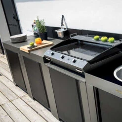 Cuisine D'extérieur ENO Modulo Acier Pour Plancha - 4 Modules -Le Monde du Barbecue Soldes Boutique modulo plan travail acier 5 1