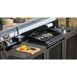 Cuisine D'extérieur ENO Modulo Acier Pour Plancha - 4 Modules -Le Monde du Barbecue Soldes Boutique modulo plan travail acier 7 1