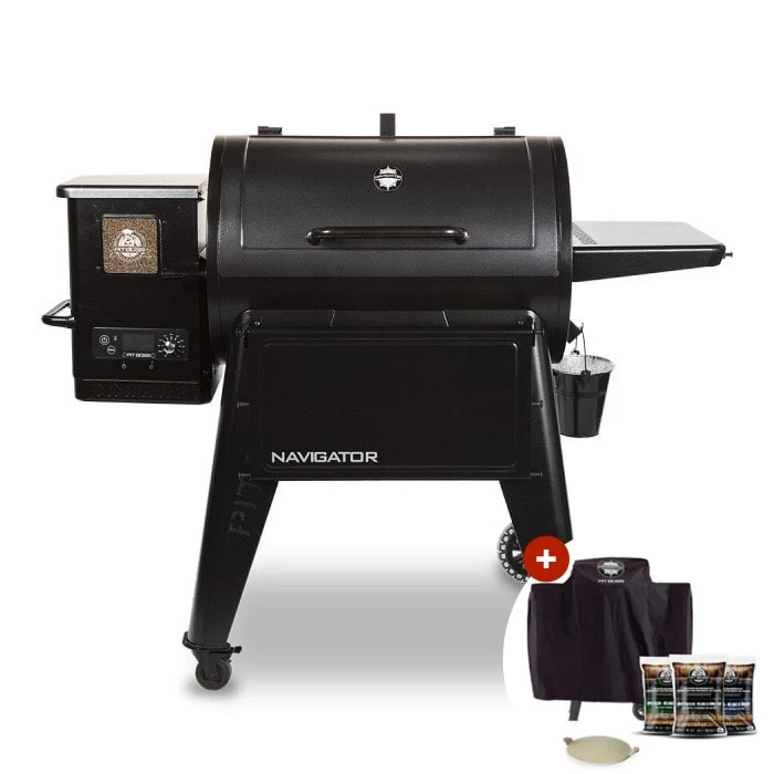 Pack Barbecue Pit Boss Navigator 850 + Housse + 3 Sacs Pellets + Pierre à Pizza 3 Pack Barbecue Pit Boss Navigator 850 + Housse + 3 Sacs Pellets + Pierre à Pizza