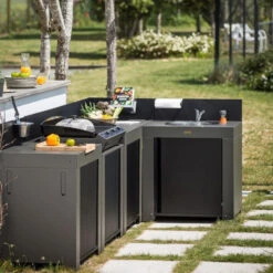 Modulo Plan De Travail - Gris Acier - Cuisine D'extérieur ENO -Le Monde du Barbecue Soldes Boutique pmod7001 modulo standard acier cuisine exterieur eno 8 min