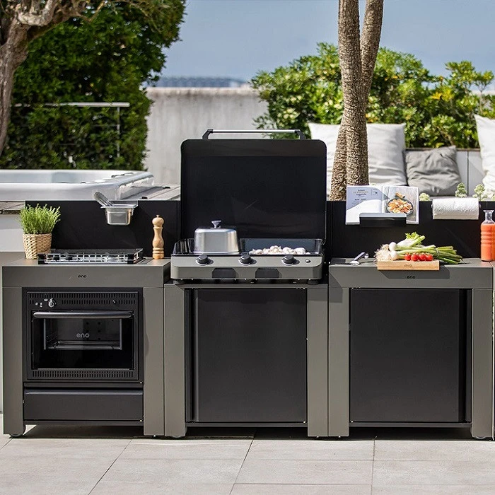 Cuisine D'extérieur ENO Modulo Acier Pour Plancha - 3 Modules Avec Cuisinière 3 Cuisine D'extérieur ENO Modulo Acier Pour Plancha - 3 Modules Avec Cuisinière